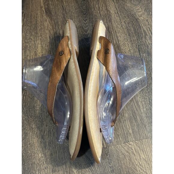 Born Men’s Been Leather Upper Tan Footbed Thongs SZ 14 Sandals - Picture 4 of 8